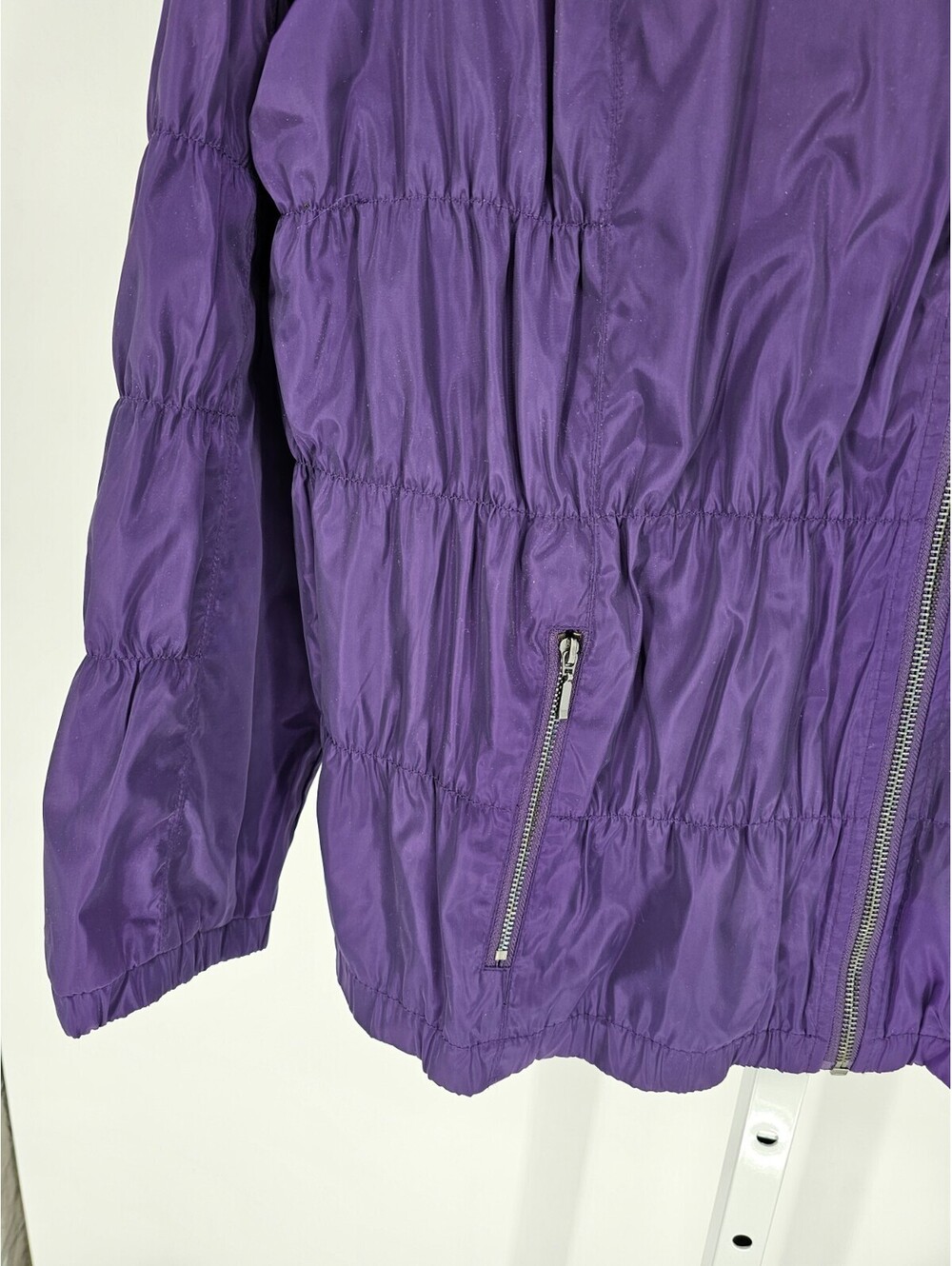 Chico's Zenergy Womens Sz 3 (US XL) purple ruched lightweight jacket Outdoor - Picture 2 of 4